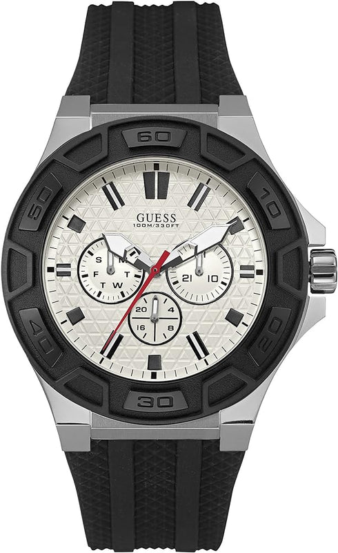 Guess Force Analog Quartz White Dial Black Rubber Strap Watch For Men - W0674G3 Authentic Buy Shop Now