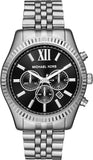 Michael Kors Lexington Chronograph Black Dial Black Steel Strap Watch For Men - MK8602 Authentic Buy Shop Now