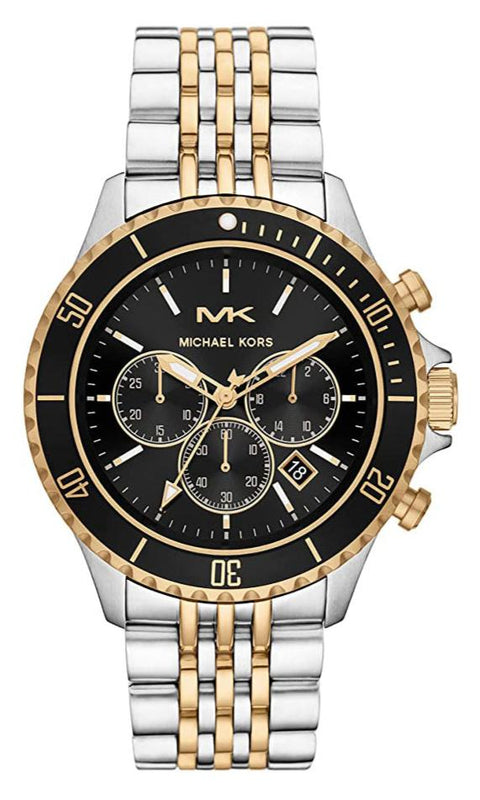 Michael Kors Bayville Chronograph Black Dial Two Tone Steel Strap Watch For Women - MK8872 Authentic Buy Shop Now