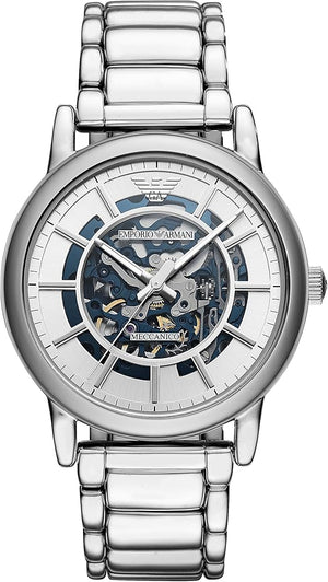 Emporio Armani Meccanico Automatic Silver Dial Silver Steel Strap Watch for Men - AR60006 Authentic Buy Shop Now