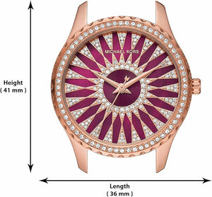 Michael Kors Layton Three Hand Red Dial Rose Gold Steel Strap Watch For Women - MK6893 Authentic Buy Shop Now