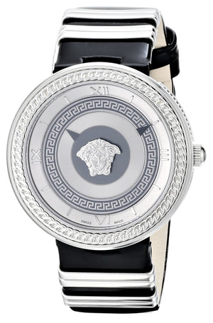 Versace V Metal Icon Silver Dial Black & Silver Strap Watch for Women - VLC010014 Authentic Buy Shop Now