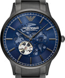 Emporio Armani Renato Automatic Blue Dial Grey Steel Strap Watch For Men - AR60056 Authentic Buy Shop Now