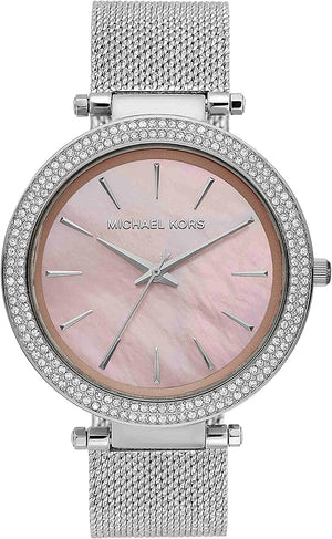 Michael Kors Darci Analog Pink Dial Silver Mesh Bracelet Watch For Women - MK4518 Authentic Buy Shop Now