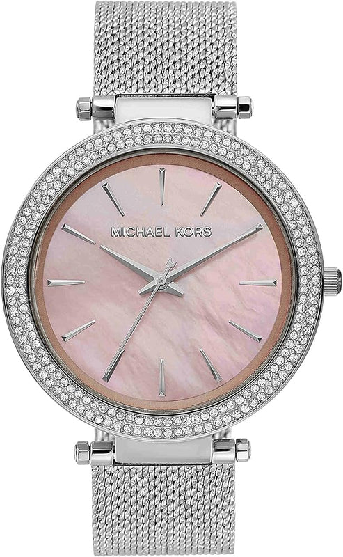 Michael Kors Darci Analog Pink Dial Silver Mesh Bracelet Watch For Women - MK4518 Authentic Buy Shop Now