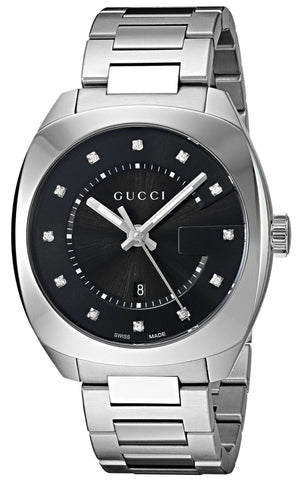 Gucci GG2570 Diamonds Black Dial Silver Steel Strap Watch For Women - YA142404 Authentic Buy Shop Now
