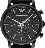 Emporio Armani Dress Chronograph Black Dial Black Leather Strap Watch For Men - AR1918 Authentic Buy Shop Now