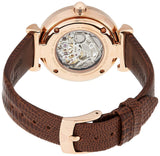 Emporio Armani Meccanico Skeleton Mother of Pearl Dial Brown Leather Strap Watch For Women - AR1993 Authentic Buy Shop Now
