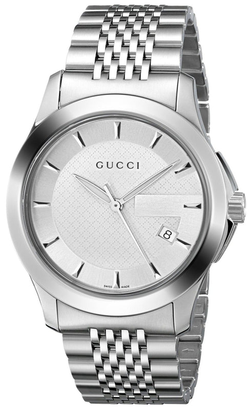 Gucci G Timeless Silver Dial Silver Steel Strap Watch For Men - YA126401 Authentic Buy Shop Now