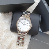 Marc Jacobs Henry Diamonds White Dial Silver Steel Strap Watch for Women - MBM3044 Authentic Buy Shop Now