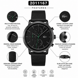 Lacoste Replay Chronograph Black Dial Black Leather Strap Watch for Men - 2011177 Authentic Buy Shop Now