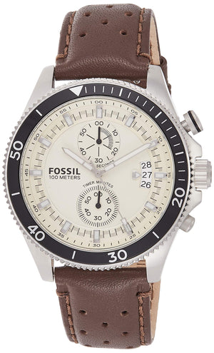 Fossil Wakefield Chronograph White Dial Brown Leather Strap Watch for Men - CH2943 Authentic Buy Shop Now