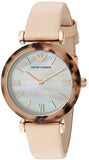 Emporio Armani Mother of Pearl Dial Beige Leather Strap Watch For Women - AR11004 Authentic Buy Shop Now