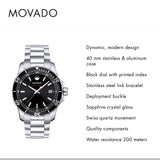 Movado Series 800 Black Dial Silver Steel Strap Watch For Men - 2600135 Authentic Buy Shop Now