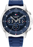Tommy Hilfiger Luca Chronograph Blue Dial Blue Silicone Strap Watch For Men - 1710489 Authentic Buy Shop Now