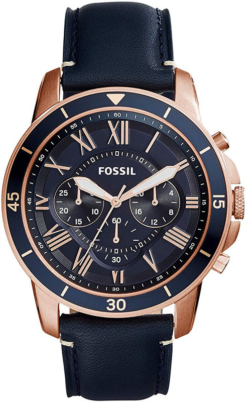 Fossil Grant Sport Chronograph Blue Dial Blue Leather Strap Watch for Men - FS5237 Authentic Buy Shop Now