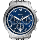 Fossil Neutra Chronograph Blue Dial Silver Steel Strap Watch for Men - FS6025 Authentic Buy Shop Now