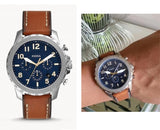 Fossil Bowman Chronograph Blue Dial Brown Leather Strap Watch for Men - FS5602 Authentic Buy Shop Now