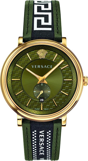 Versace V-Circle Quartz Green Dial Green Leather Strap Watch for Men - VEBQ01519 Authentic Buy Shop Now