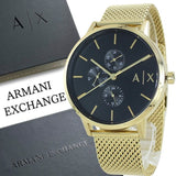 Armani Exchange Cayde Chronograph Black Dial Gold Mesh Strap Watch For Men - AX2715 Authentic Buy Shop Now