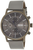 Hugo Boss Architectural Grey Dial Grey Leather Strap Watch for Men - 1513570 Authentic Buy Shop Now