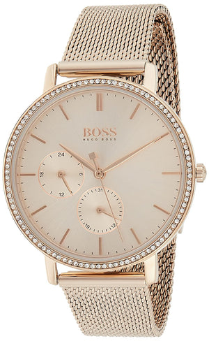 Hugo Boss Infinity Carnation Gold Dial Gold Mesh Bracelet Watch for Women - 1502519 Authentic Buy Shop Now