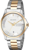 Gucci G Timeless Silver Dial Two Tone Steel Strap Watch For Men - YA126474 Authentic Buy Shop Now