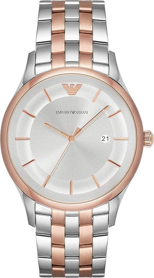 Emporio Armani Lambda Analog Silver Dial Two Tone Steel Strap Watch For Men - AR11044 Authentic Buy Shop Now