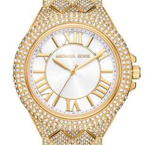 Michael Kors Camille Three-Hand Crystals White Dial Gold Steel Strap Watch for Women - MK4800 Authentic Buy Shop Now