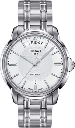 Tissot T Classic Automatic III Day Date White Dial Silver Steel Strap Watch for Men - T065.930.11.031.00 Authentic Buy Shop Now