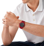 Michael Kors Slim Runway Quartz Black Dial Red Steel Strap Watch for Men - MK8712 Authentic Buy Shop Now