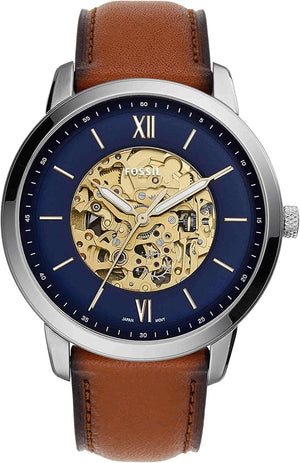 Fossil Neutra Automatic Luggage Skeleton Blue Dial Brown Leather Strap Watch for Men - ME3160 Authentic Buy Shop Now