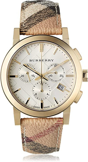 Burberry The City White Dial Haymarket Beige Leather Strap Watch for Women - BU9752 Authentic Buy Shop Now