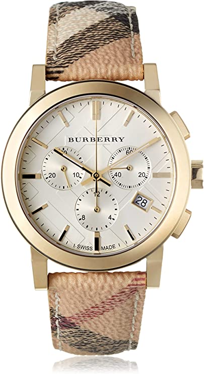 Burberry The City White Dial Haymarket Beige Leather Strap Watch for Women - BU9752 Authentic Buy Shop Now