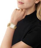 Michael Kors Emery Three Hand Silver Dial Gold Steel Strap Watch For Women - Mk7300 Authentic Buy Shop Now