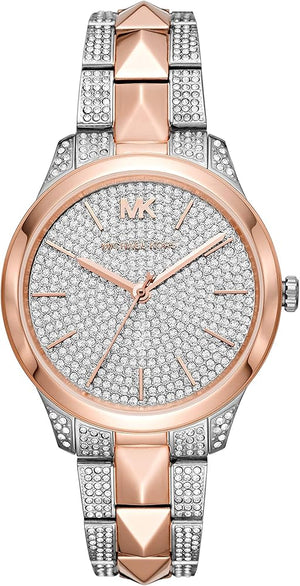 Michael Kors Runway Mercer Crystals Silver Dial Two Tone Steel Strap Watch For Women - MK6716 Authentic Buy Shop Now