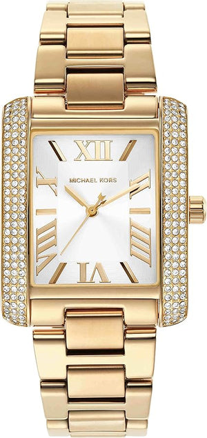 Michael Kors Emery Three-Hand Crystals Silver Dial Gold Steel Strap Watch for Women - MK4643 Authentic Buy Shop Now