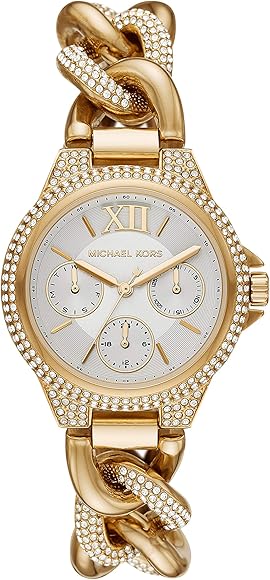 Michael Kors Camille Chronograph Silver Dial Gold Steel Strap Watch for Women - MK6842 Authentic Buy Shop Now