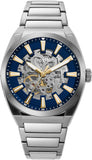 Fossil Everett Automatic Skeleton Blue Dial Silver Steel Strap Watch for Men - ME3220 Authentic Buy Shop Now