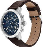 Tommy Hilfiger Henry Chronograph Blue Dial Brown Leather Strap Watch For Men -1710476 Authentic Buy Shop Now