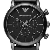 Emporio Armani Luigi Chronograph Black Dial Black Leather Strap Watch For Men - AR1737 Authentic Buy Shop Now
