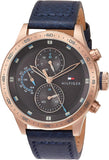 Tommy Hilfiger Trent Chronograph Grey Dial Black Leather Strap Watch For Men - 1791808 Authentic Buy Shop Now