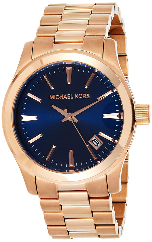 Michael Kors Runway Blue Dial Rose Gold Stainless Steel Strap Watch for Women - MK7065 Authentic Buy Shop Now