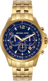 Michael Kors Pilot Quartz Blue Dial Gold Steel Strap Watch For Men - MK9125 Authentic Buy Shop Now