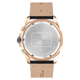 Coach Kent Chronograph Rose Gold Dial Black Leather Strap Watch for Men - 14602559 Authentic Buy Shop Now