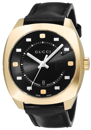Gucci GG2570 Black Dial Black Leather Strap Watch For Men - YA142310 Authentic Buy Shop Now