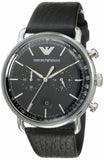 Emporio Armani Aviator Chronograph Black Dial Black Leather Strap Watch For Men - AR11143 Authentic Buy Shop Now