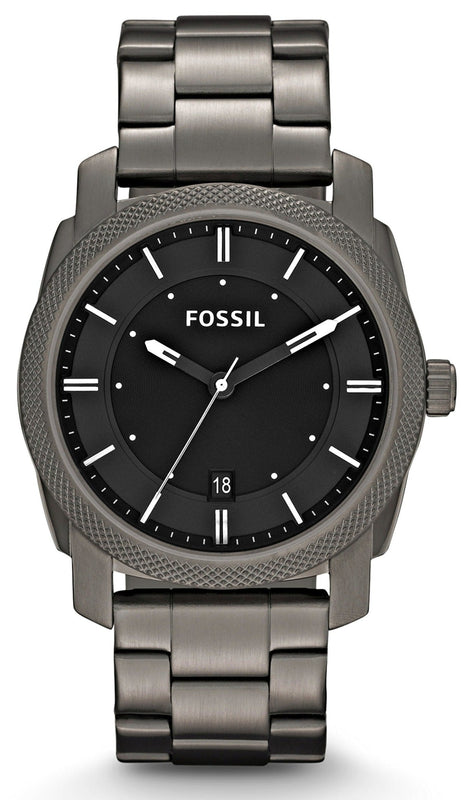 Fossil Machine Chronograph Black Dial Grey Steel Strap Watch for Men - FS4774 Authentic Buy Shop Now