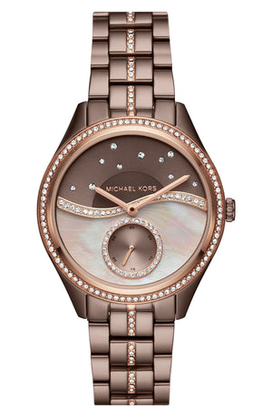 Michael Kors Lauryn Rose Gold Dial Brown Steel Strap Watch for Women - MK3757 Authentic Buy Shop Now