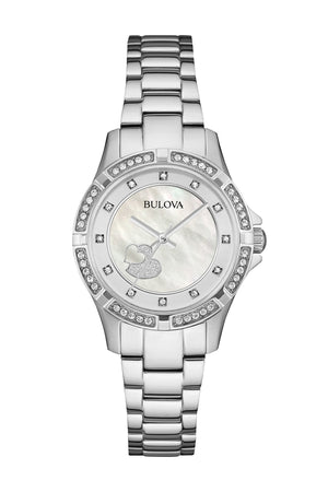 Bulova Crystal Silver Dial Silver Steel Strap Watch for Women - 96L226 Authentic Buy Shop Now